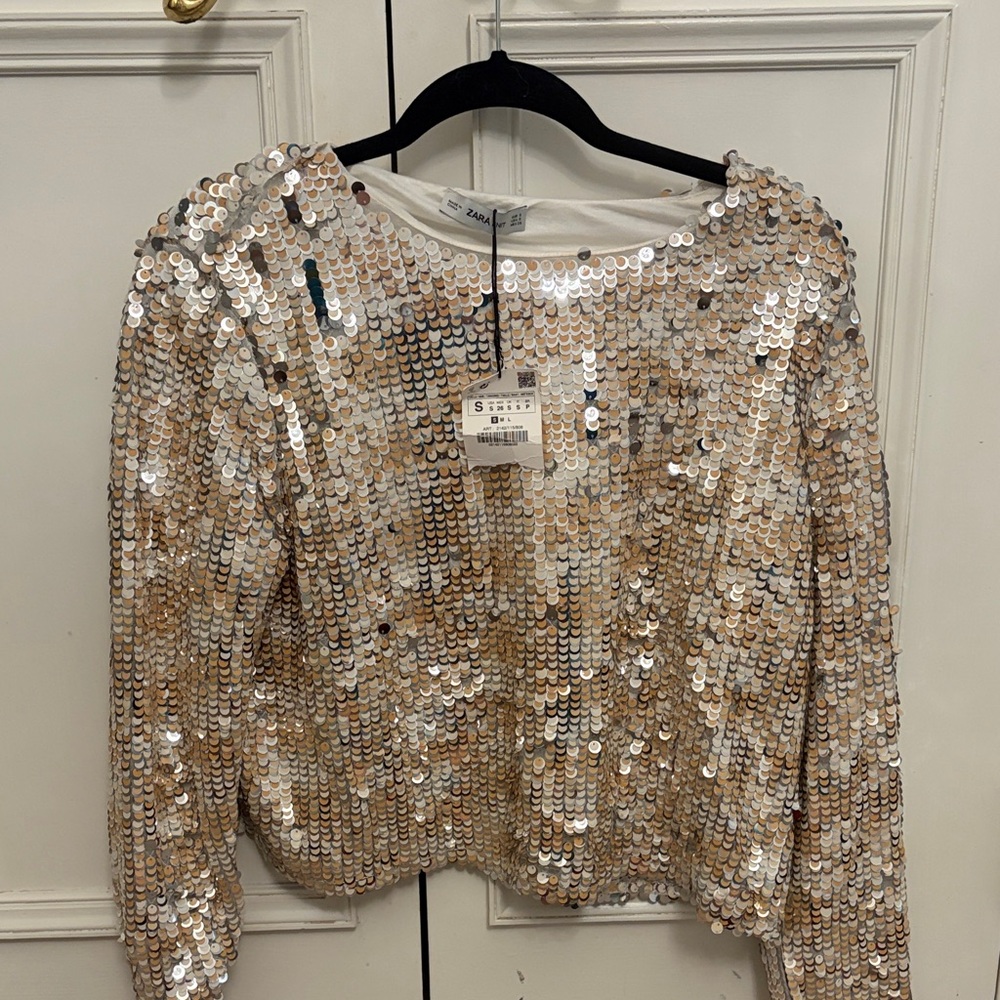 Zara Gold Sequin Blouse
